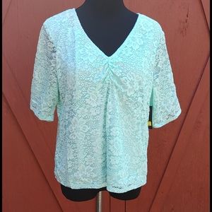 Lace top mint green with keyhole back